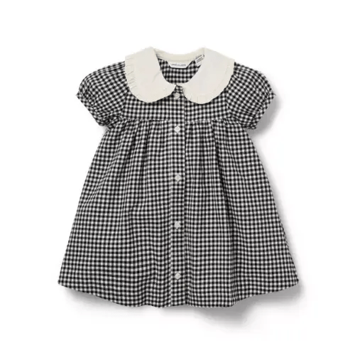 Newborn Black Gingham Baby Gingham Collared Dress by Janie and Jack