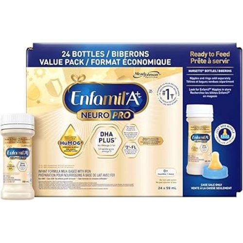 Enfamil A+ NeuroPro, Baby Formula, Ready to Feed Nursettes, with Brain Building DHA and 2'FL for Immune Support, 0-12 Months, 24 x 59mL