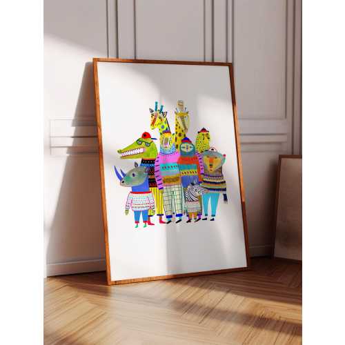Friends Together Art Print, Kids Wall Art, Decor For Children, Nursery, Baby Shower, Birthday Gift, Boys and Girls, Colorful Illustration