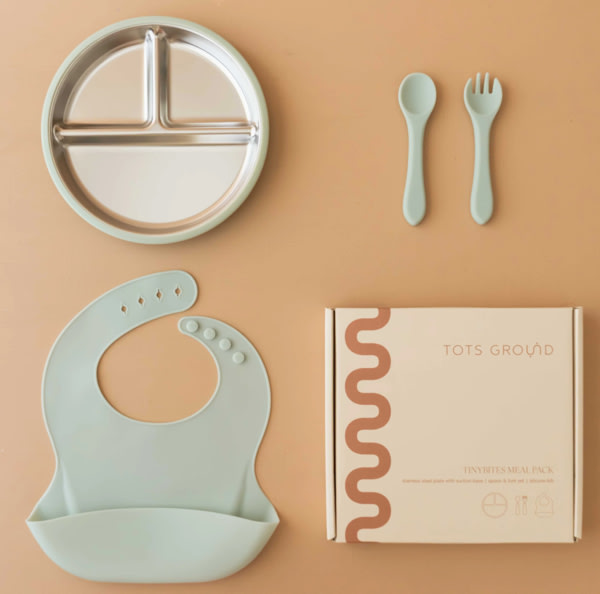 Stainless Steel Baby Feeding Set 6+ Months- Sage Green