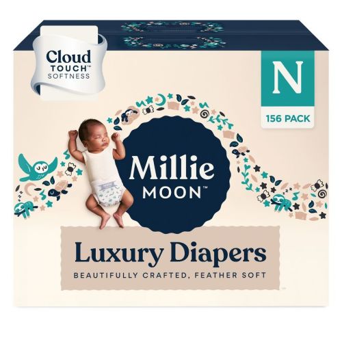 Millie Moon Luxury Disposable Diapers - Size 0 - 156ct: Wood Fluff Pulp, Up to 10 lbs, Newborn