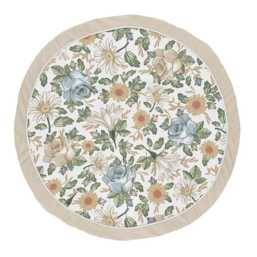 Sweet Jojo Designs Girl Baby Tummy Time Playmat Vintage Floral Blue Yellow And Beige