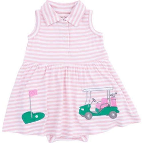 Striped Golf Polo Skirted Romper