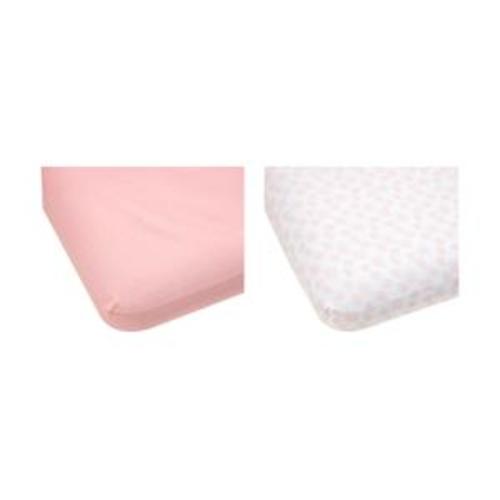 2 Pack Cotton Fitted Cot Sheets - Pink and Scribble Daisy