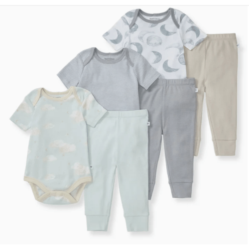 Hello Moon Organic Short Sleeve Bodysuit & Pant Set 3 Pack – Burt's Bees Baby - 3-6 Months