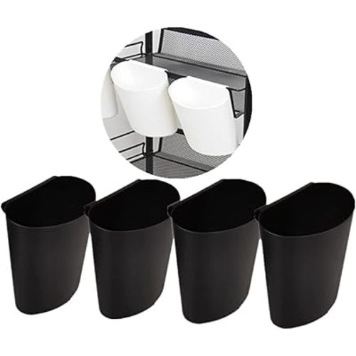 4Pcs Hanging Cup Holder,Rolling Cart Accessories Utility cart Accessories Hanging Bins,Hanging Flower Pots,Space Saver,Storage Bucket Desktop Container,Make Up Pencil Holder(Black)