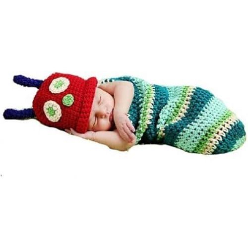 Matissa Caterpillar Baby Photography Prop Newborn Baby Girl Boy Crochet Knit Costume Photo Photography Prop Hats Outfits