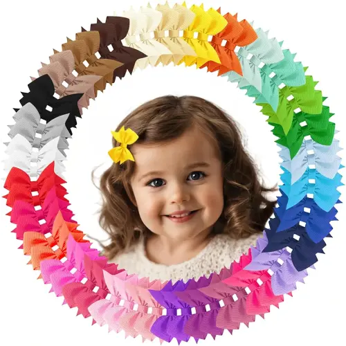 Hair Bows for Girls, 60PCS 2" Fully Lined Baby Hair Clips, Toddler Hair Accessories for Girls, Alligator Hair Clips for Girls Toddlers Baby Kids Teens (30 Colors in Pairs)