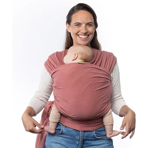 Baby Wrap Carrier Sling for Newborns to Toddlers - Stretchy Hands-Free Baby Carrier 7-35 lbs (Dusty Pink)