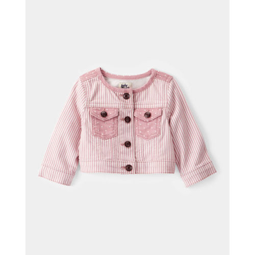 Baby Vintage Inspired Twill Striped Cropped Jacket - Pink - OshKosh | Carter's