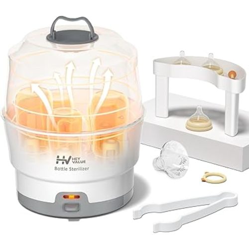 HEYVALUE Bottle Sterilizer, Baby Bottle Sterilizer, Easy One Button Control Electric Bottle Sterilizer (Esterilizador de Biberones), for Baby Bottles, Pacifiers, Breast Pump Parts, BPA-Free