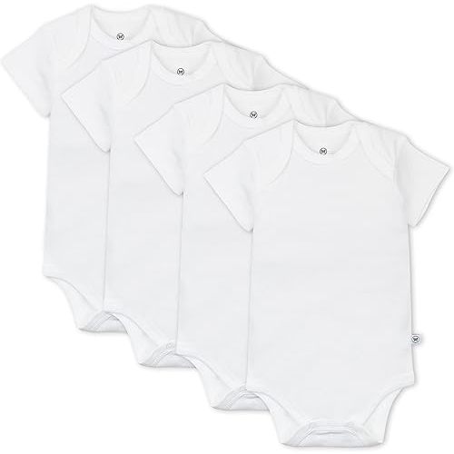 HonestBaby unisex-baby 4-pack Short Sleeve Bodysuits One-piece 100% Organic Cotton for Infant Baby Boys, Girls, Unisex