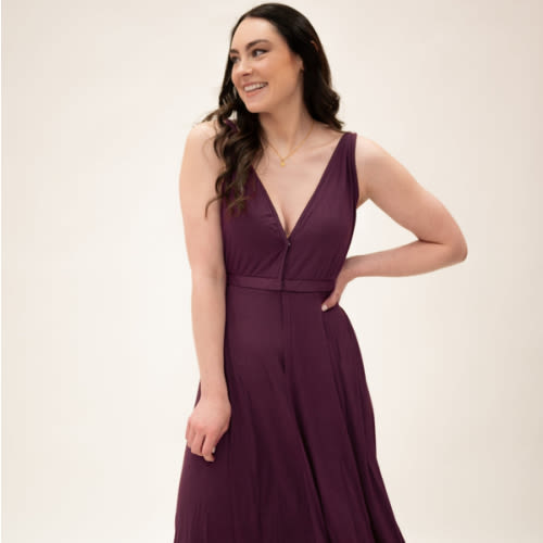 Juliet Labor & Postpartum Gown in Plum | Size: Petite