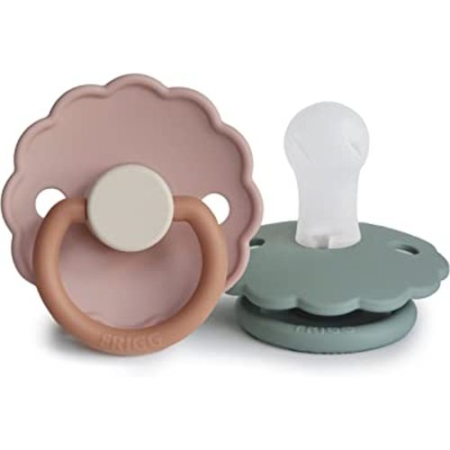 FRIGG Daisy SilkySoft Silicone Baby Pacifier | Made in Denmark | BPA-Free (Biscuit/Lily Pad, 0-6 Months)