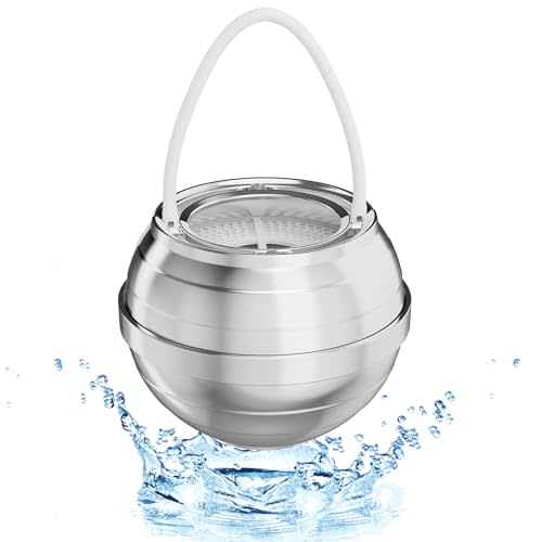 JUSTOWE Chrome Bath Ball Filter - 8 Stages Bath Filter- Removes Hundreds of Contaminants, Purify Your Bathwater for Healthier Skin and Hair
