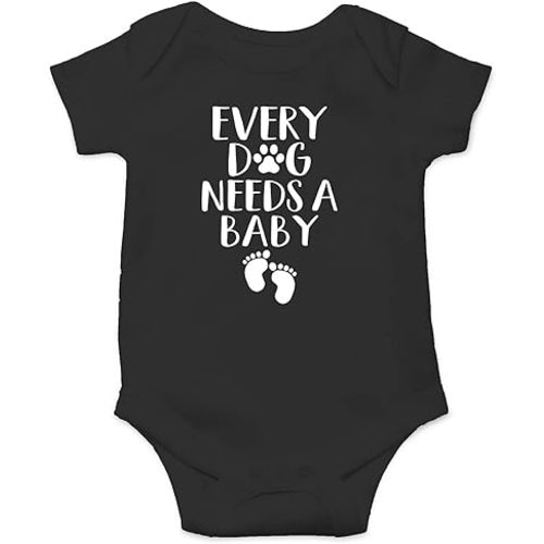 Funnwear Every Dog Needs a Baby - My Siblings Have Tails - Funny Cute Infant Boy Girl Romper, One-Piece Bodysuit
