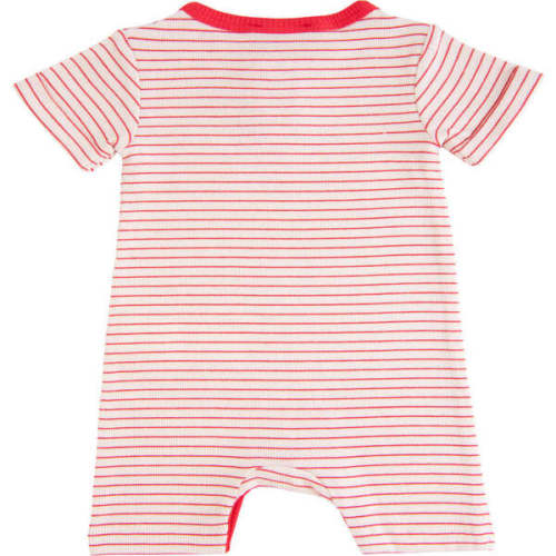 Striped Modal Pocket Romper, Red - BANBLU | Maisonette