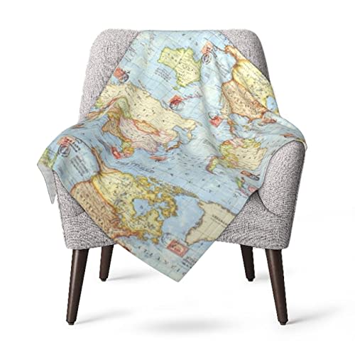 Cute Lightweight Silky Cozy Warm Atlas World Map Blue Travel Baby Blanket for Boys Infant Toddler Newborn Unisex Crib Cot Stroller Summer Spring Use 30"X40"