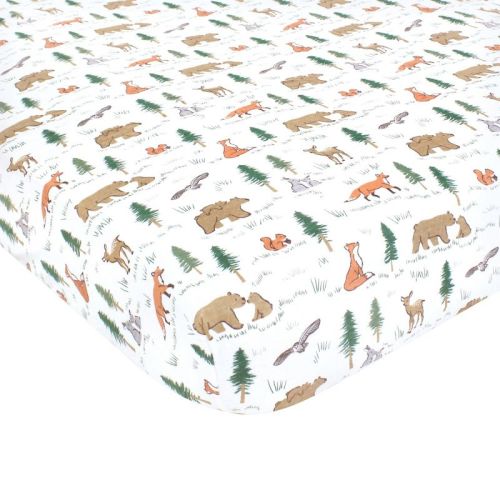 Hudson Baby Infant Boy Cotton Fitted Crib Sheet, Sweet Woodland, One Size