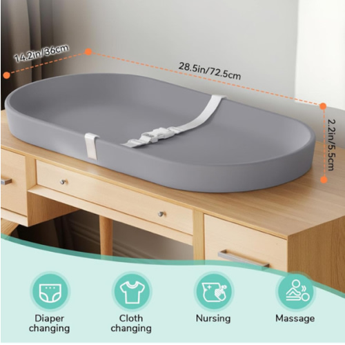 COMOMY Baby Changing Pad for Dresser - Wipeable Changing Pad with Restraining Belt, Waterproof, Soft, Lightweight and Portable, Easy to Clean for On The Go Diaper Change, Grey