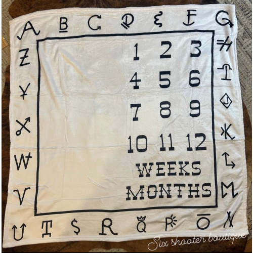 Brand baby milestone blanket