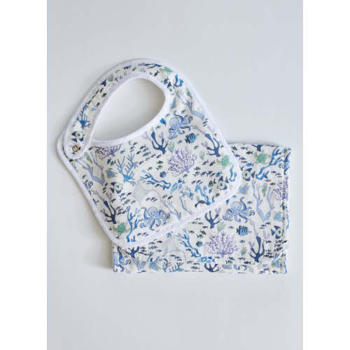 Coral Reef Bib and Burp Cloth Set | Over The Moon