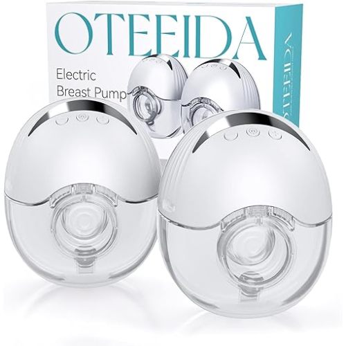 Hands Free Breast Pump Wearable MY-375 - Strong Suction, Low Noise, Wearable Breastfeeding Pump with 4 Mode &12 Levels, Portable Electric Breast Pump 24mm - 19/21/Insert/Flange, 2 Pack (White)