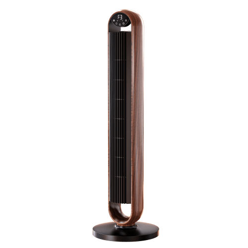 Better Homes & Gardens 40'' 5-Speed Oscillating Tower Fan with Remote Control, 3 Wind Modes, 12H Timer, Walnut & Black