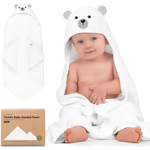 KeaBabies Hooded Baby Towel for Newborn - Viscose Derived from Bamboo Large Baby Bath Towels with Hood for Boys, Girls, Toddler, Extra Absorbent & Soft Newborn Bath Essentials (Polar)