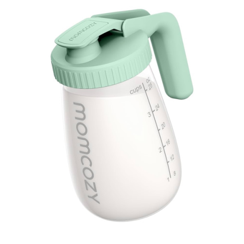 Momcozy Breast Milk Pitcher, Resistant to Heat and Cold Abrupt Temp Swings, No Leak Glass Breast Milk Fridge Storage Container with Wide Mouth, Fast Baby Formula Maker, Green