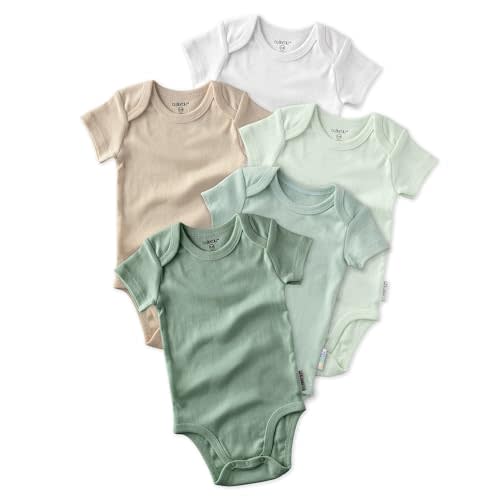 Butterblu Avery 5-Pack Short Sleeve Bodysuits 100% Organic Cotton Baby Clothes for Boys and Girls