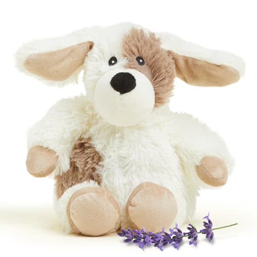 warmies Junior Microwavable & Weighted Stuffed Animals, Puppy - Heated Stuffed Animal Plushie for Warmth & Comfort - Cute Soft Plush Toys for Adults & Children (Boys, Girls, Babies & Toddlers)