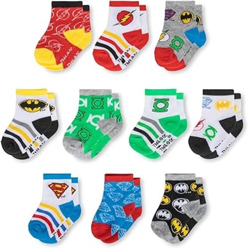 ABG Accessories Girls & Boys Minnie, Mickey Mouse, Baby Shark, Justice League 10-Pack Infant Sock 0-24 Months