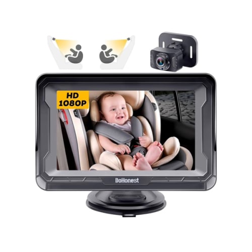 DoHonest Baby Car Camera HD 1080P - Rear-Facing Car Baby Monitor with Night Vision, Adjustable View Angle, Easy Setup, Anti-Glare Display, Safety for Kids & Infants