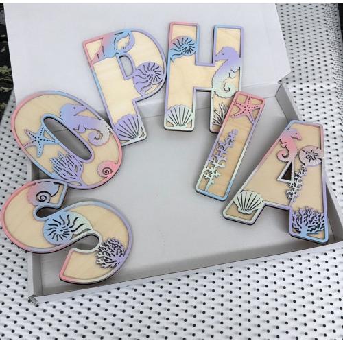Under The Sea Themed Letters | Nautical Name Sign | Personalised Letters | Mermaids | Beach name sign| Nursery name sign girl ocean sign