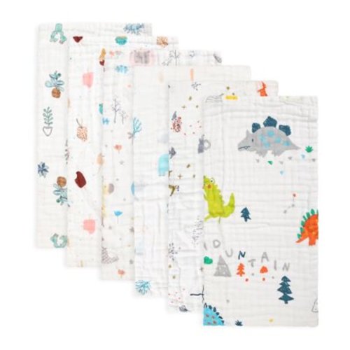 FOOK FISH Muslin Baby Burp Cloths, 6 Pack, 20'' x 10'', Premium Cotton, Ultra Soft, Absorbent, Unisex