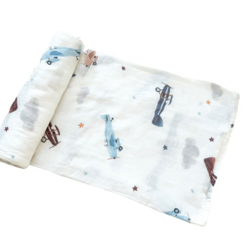 Muslin Swaddle Blanket - Vintage Airplane