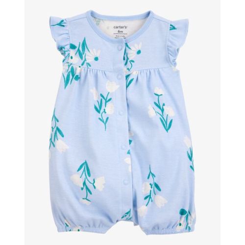 Baby Floral Flutter Short-Sleeve Romper - Blue - Carter's | Carter's