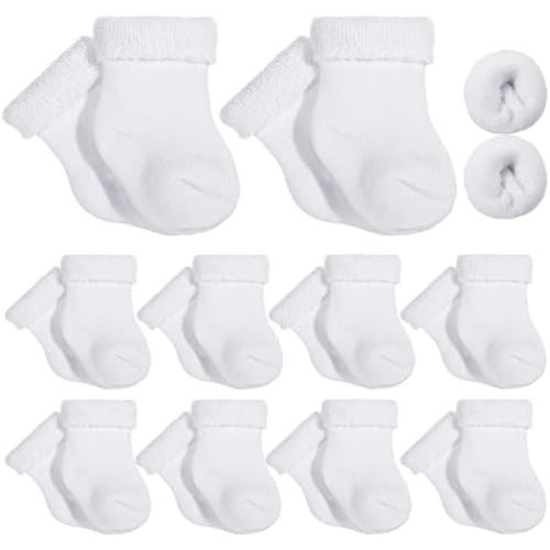 10 Pairs Preemie Baby Terry Cotton Turn Cuff Socks for Newborn Girls Boys - Nicu