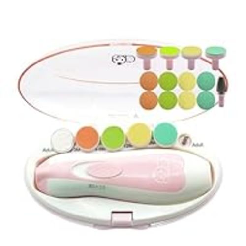 Baby Nail Clippers 20 in 1 by Royal Angels | Safe Electric Baby Nail Trimmer, Baby Nail File Kit, Additional Replacement Heads, Newborn Toddler Toes and Fingernails, Trim and Polish (Pink)