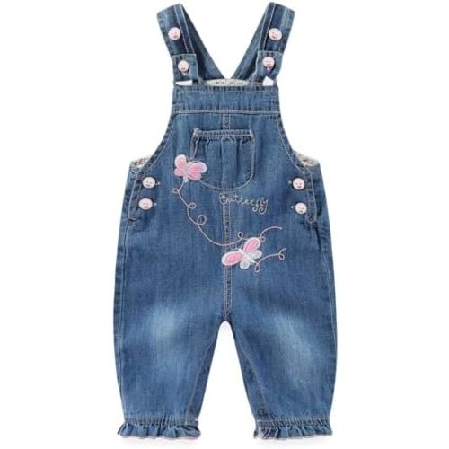 Baby Girl Overalls Embroidery Butterfly Jeans Jumpsuit 6-9 Months
