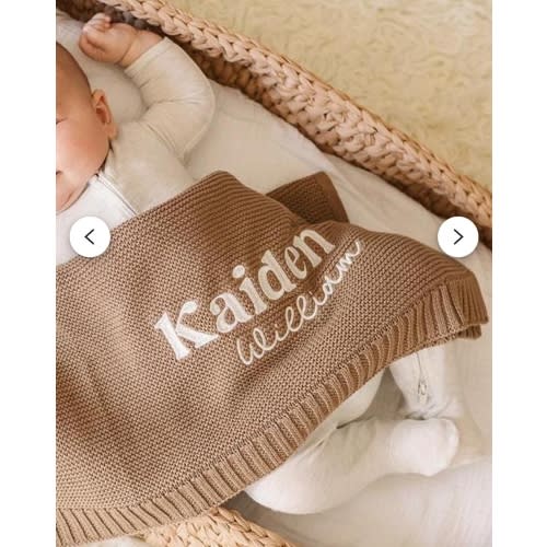 Soft Baby Name Blanket, Embroidered Baby Name, Cotton Baby Blanket, Personalized Baby Blanket, Newborn Name Blankie,