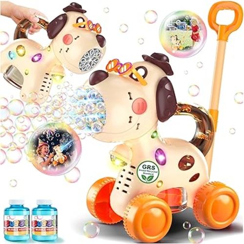 Nicmore 2-in-1 Bubble Machine for Toddlers: 45-Min Push or Hold Playtime