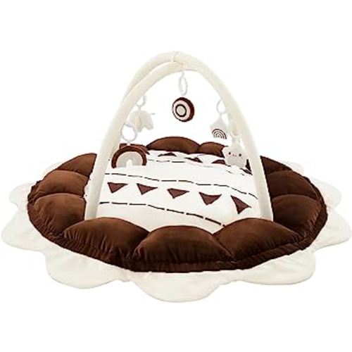 ibabejoy Baby Play Mat, Thick Plush Play Gym for Tummy Time, Stage-Based Develppment Activity Play Gym for Newborn to Toddler, Ball Pit Mat for Infant(Balls are not Included)…