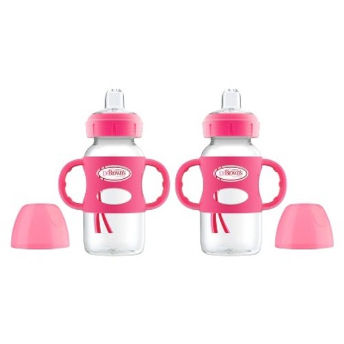 Dr. Brown's Wide-Neck Sippy Bottle with Handles - 2pk, Color: Pink
