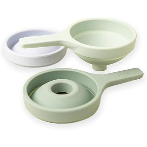 Inspire My Play 3 x Green Silicone Collapsible Funnels for Kids - Sensory Play Funnel Toys for Kids - Pouring Toys for Toddlers - Food Safe Sensory Bin Tools and Accessories