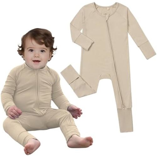 Ultra-Soft Convertible Baby Pajamas, Viscose from Bamboo, Sleepers for Boys & Girls Newborn to 24 Months, Zipper Footless PJs