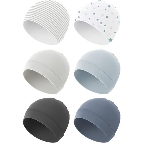 Konssy 6-Pack Baby Beanie Hats for Newborns, Soft Infant Caps for Boys & Girls, 0-6 Months