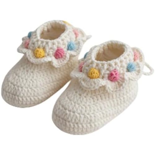 Baby Booties Handmade Crochet Soft Knit Cozy Shoes, Warm First Walkers for Newborn Infant Toddler Girls