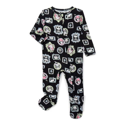 Nightmare Before Christmas Baby Boys or Girls Two-Way Zip Front Footed Pajama One-Piece, Sizes 0-6/9M